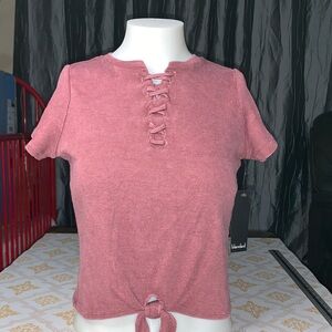 Pink Lace-Up Girls top